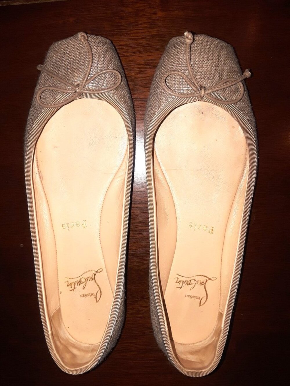 greatest Christian Louboutin beige glitter Rosella ballet flats 37.5 - Picture 2 of 7